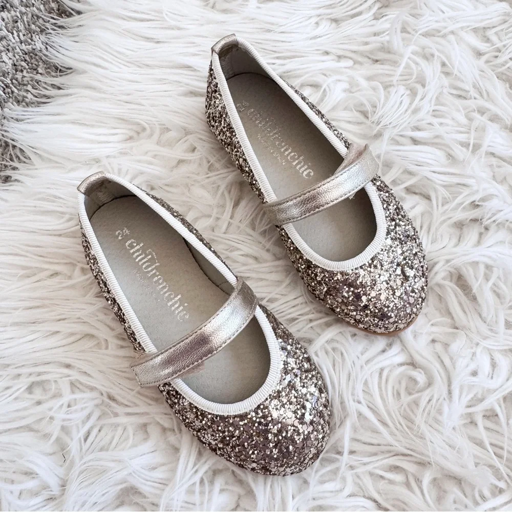 Childrenchic Gold Glitter Mary Jane Flats EU 24 Toddler 8